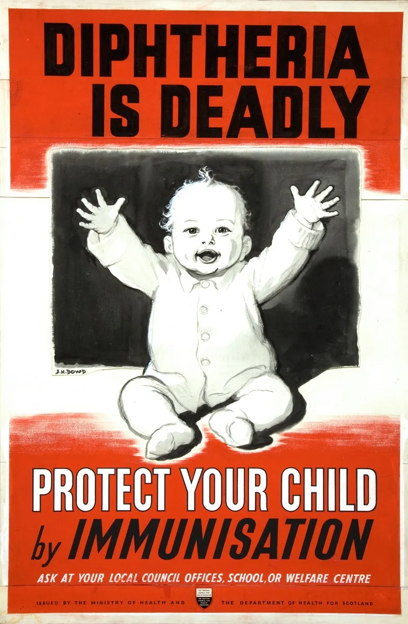 Diptheria Is Deadly Protect Your Child By Immunisation Wall Art by J H Dowd - High-Resolution Digital Print