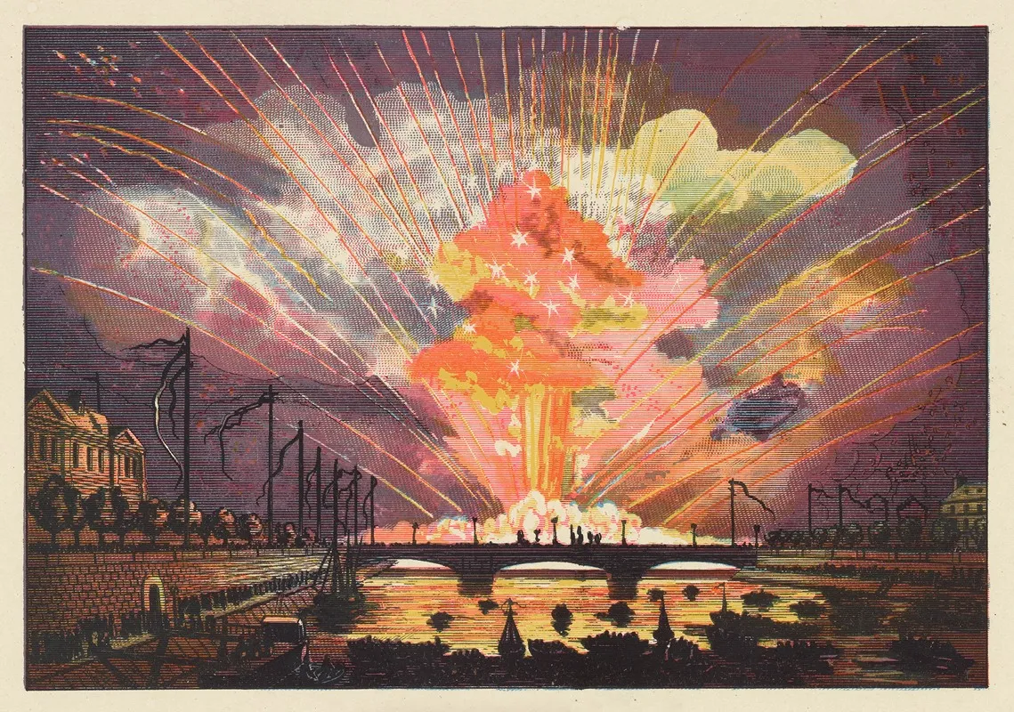 Display Of Fireworks On The Seine Paris Wall Art by John Howard Appleton - High-Resolution Digital Print