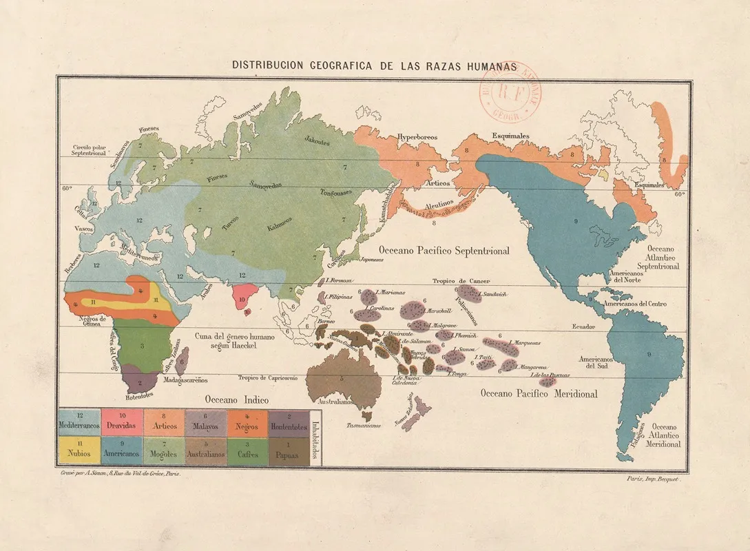 Distribucion Geografica De Las Razas Humanas Wall Art by A. Simon - High-Resolution Digital Print