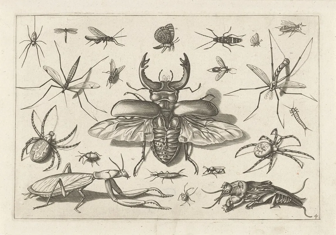 Diversae Insectarum Volatilium Pl 04 Wall Art by Jacob Hoefnagel - High-Resolution Digital Print