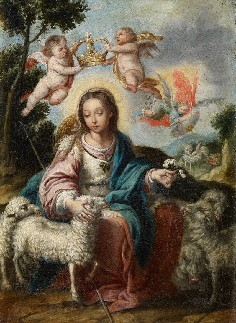 Divine Shepherdess Wall Art by Alonso Miguel De Tovar - High-Resolution Digital Print