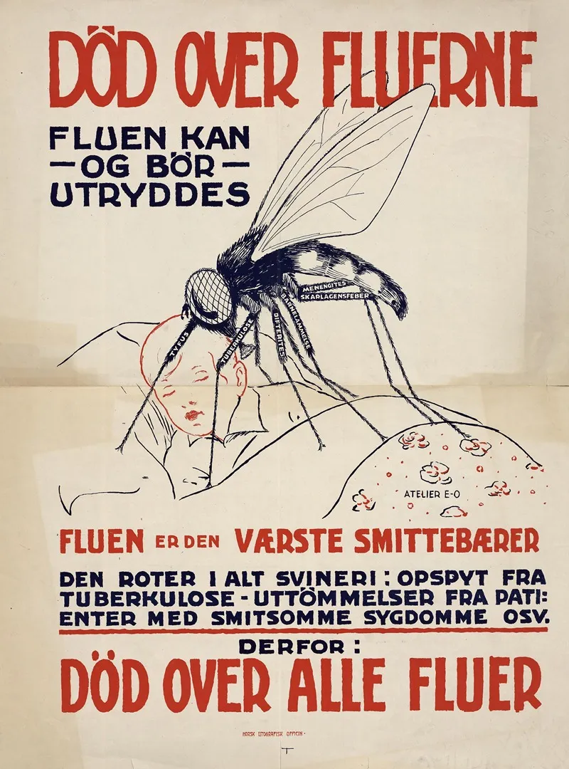 Dod Over Fluerne Fluen Kan Og Bor Utryddes Wall Art by Atelier E-O - High-Resolution Digital Print