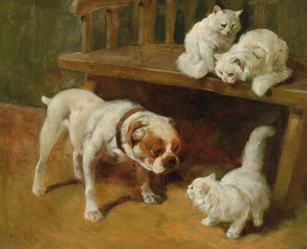 Dog And Cats Wall Art by Arthur Heyer - High-Resolution Digital Print