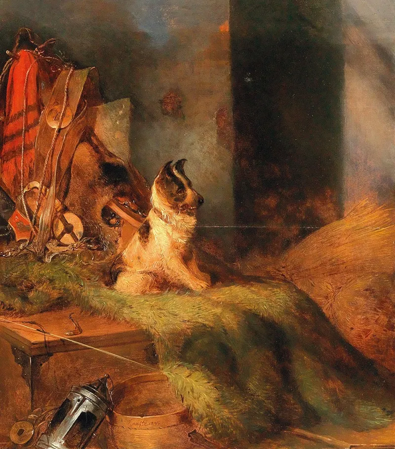 Dog In The Tack Room Wall Art by Johann Matthias Ranftl - High-Resolution Digital Print
