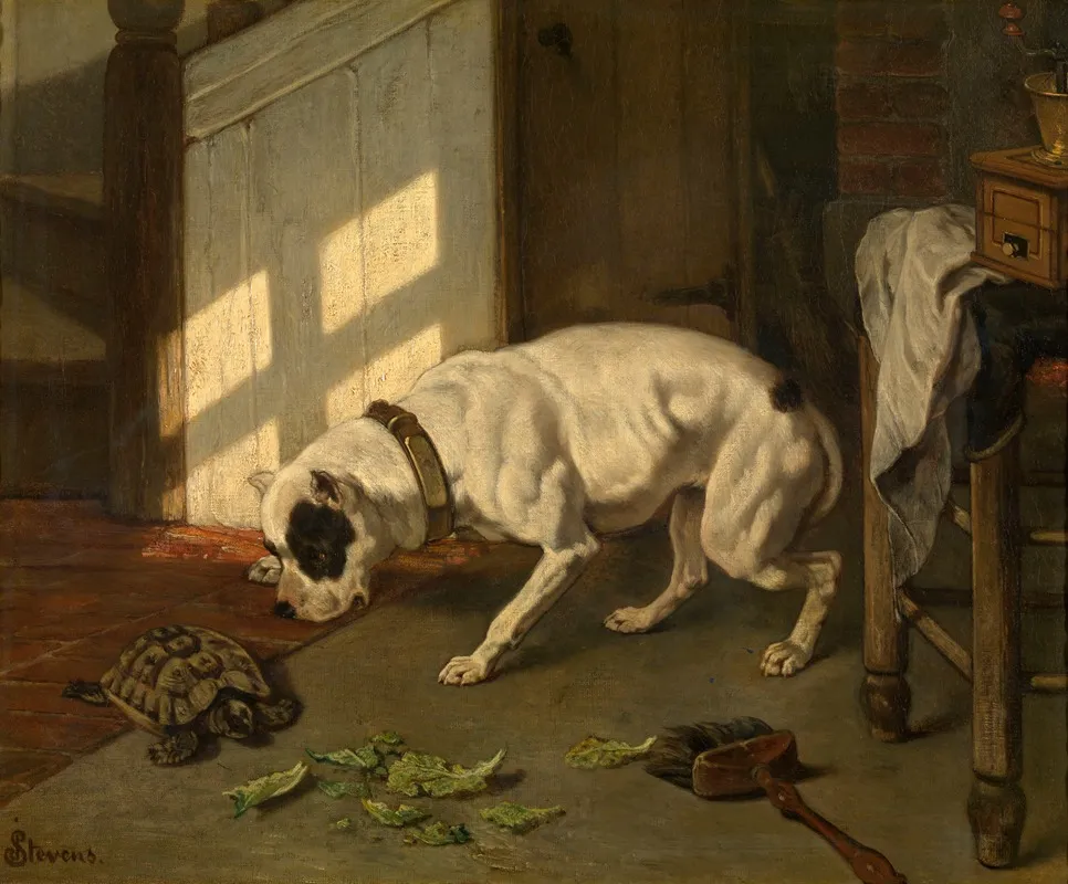 Dog With Tortoise Wall Art by Joseph Stevens - High-Resolution Digital Print
