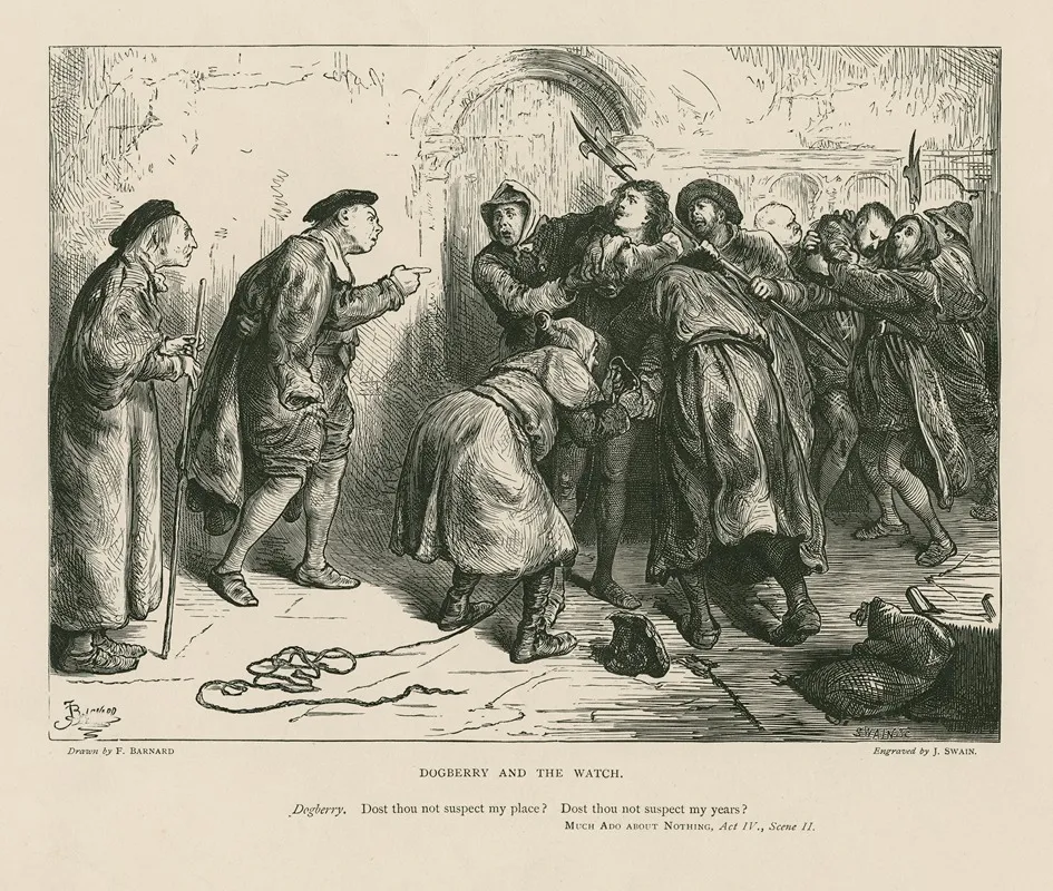 Dogberry And The Watch Much Ado About Nothing Act Iv Scene Ii Wall Art by Joseph Swain - High-Resolution Digital Print