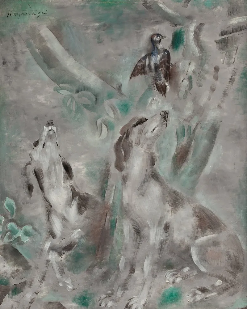 Dogs And Bird Wall Art by Sei Koyanagui - High-Resolution Digital Print