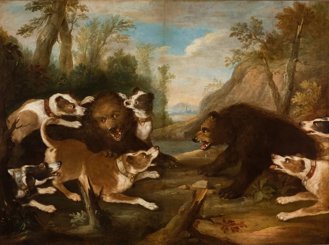 Dogs Fighting With Bears Wall Art by Joseph Anton Harzath - High-Resolution Digital Print