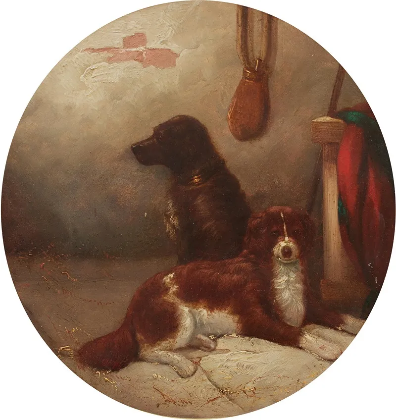 Dogs In A Stable Interior Wall Art by Thomas Smythe - High-Resolution Digital Print