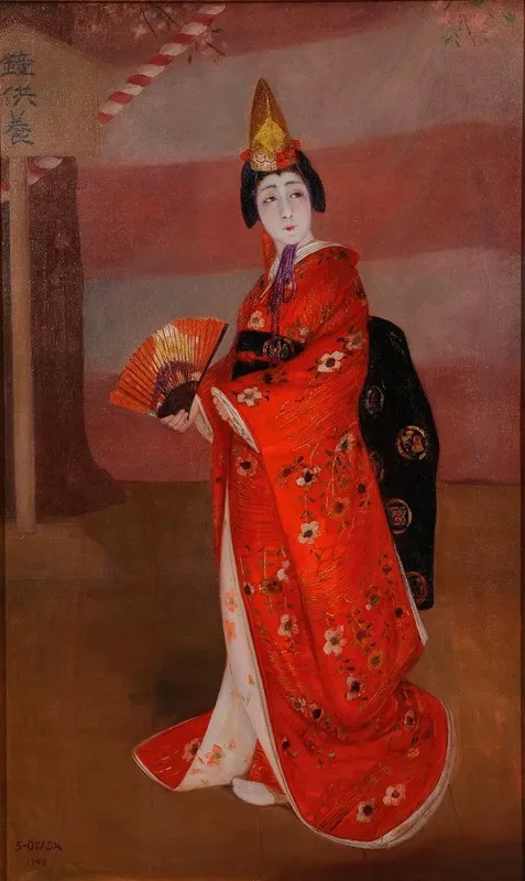 Dojoji Nakamura Shikan V Nakamura Utaemon V In Dojoji A Maiden At Dojoji Wall Art by Okada Saburōsuke - High-Resolution Digital Print