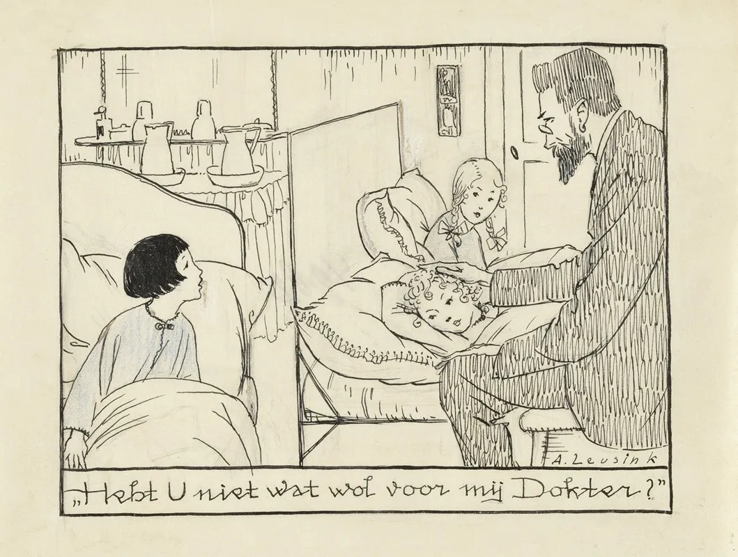 Dokter Bezoekt Een Ziek Meisje Hebt U Niet Wat Wol Voor Mij Dokter Wall Art by Anny Leusink - High-Resolution Digital Print