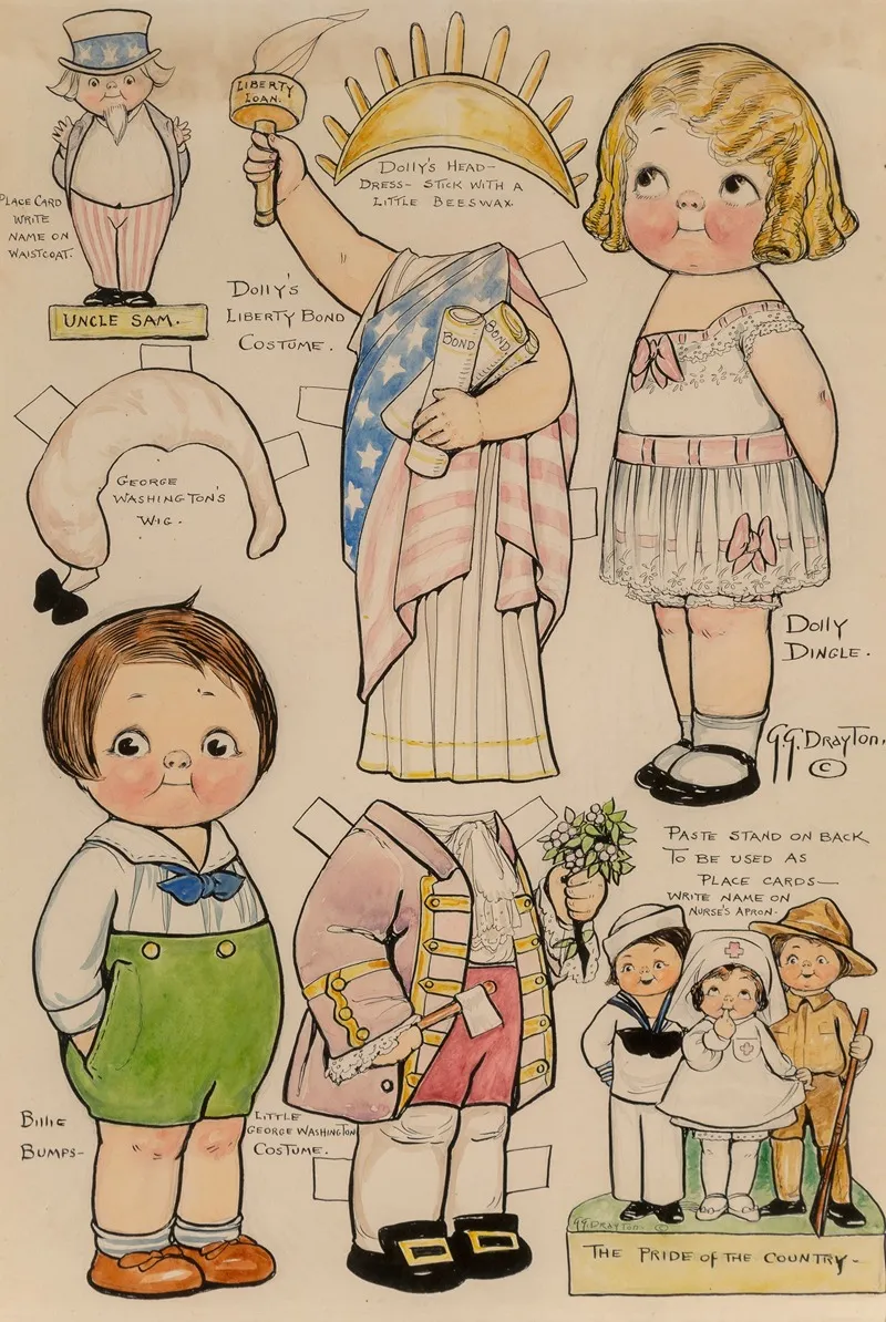 Dolly Dingles Patriotic Party Wall Art by Grace Drayton - High-Resolution Digital Print