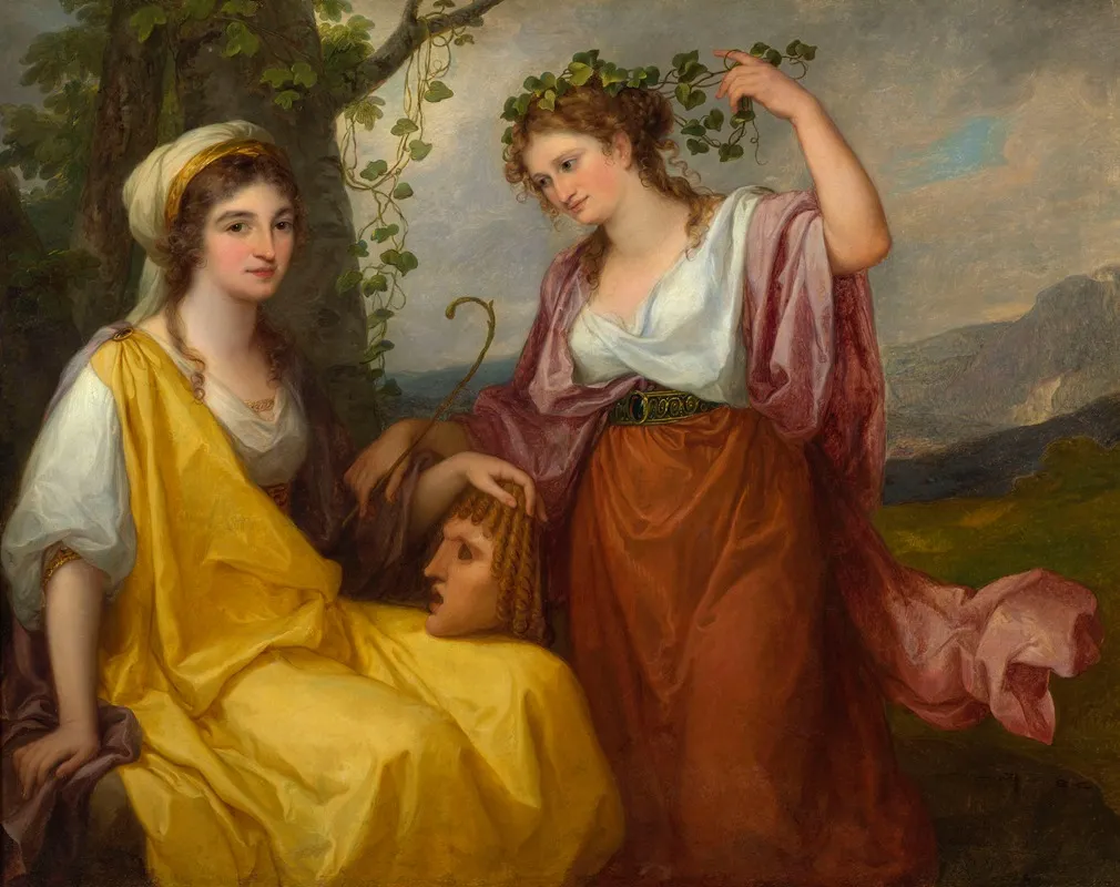 Domenica Morghen Nee Volpato 1760 1811 And Maddalena Volpato Nee Riggi 1765 1825 As The Muses Of Tragedy And Comedy Wall Art by Angelika Kaufmann - High-Resolution Digital Print