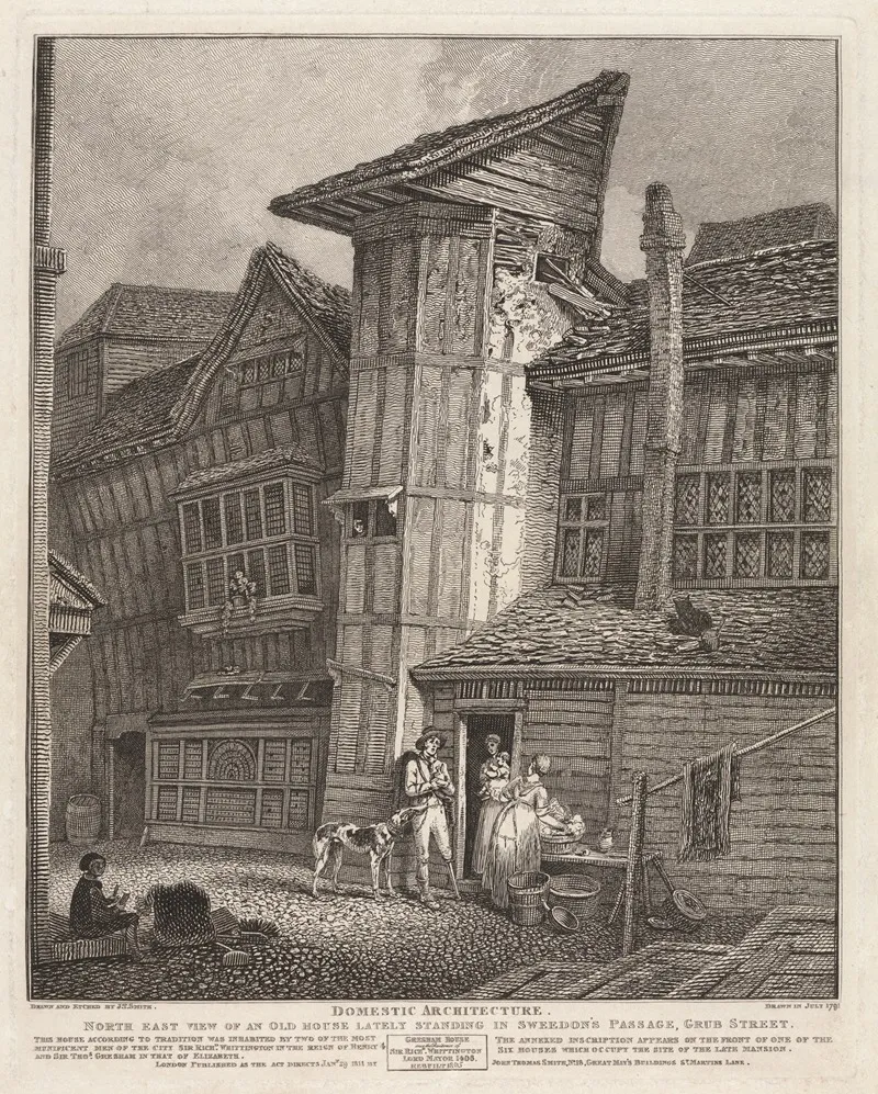 Domestic Architecture N E View Of An Old House Lately Standing In Sweedons Passage Grub Street
