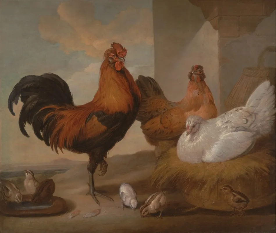 Domestic Cock Hens And Chickens