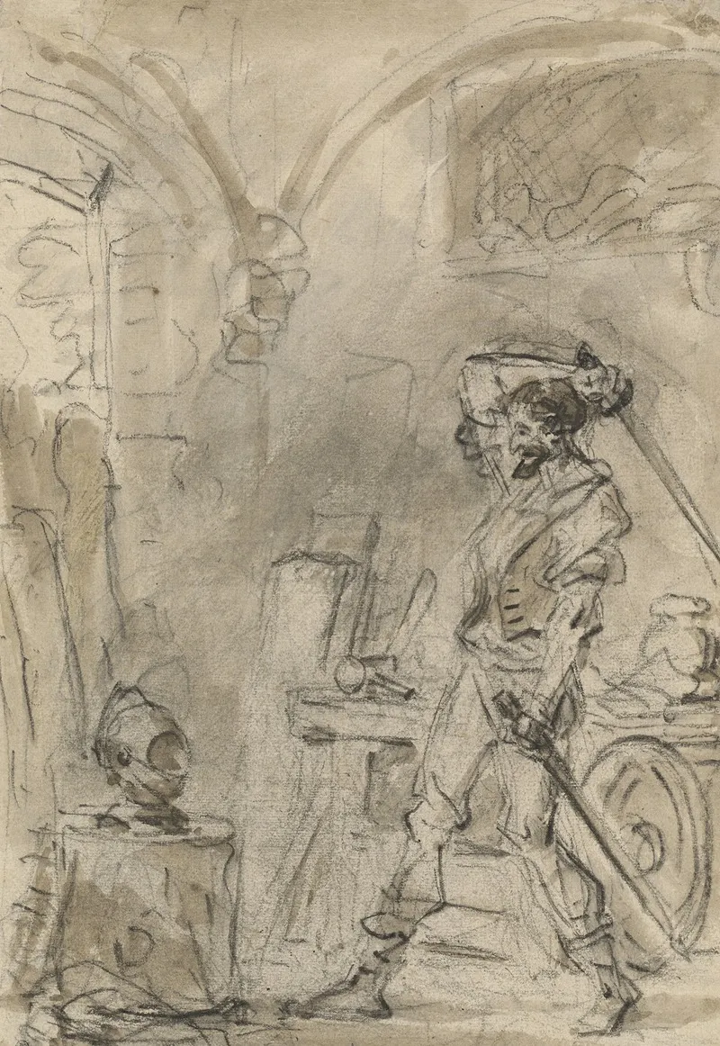Don Quixote About To Strike The Helmet