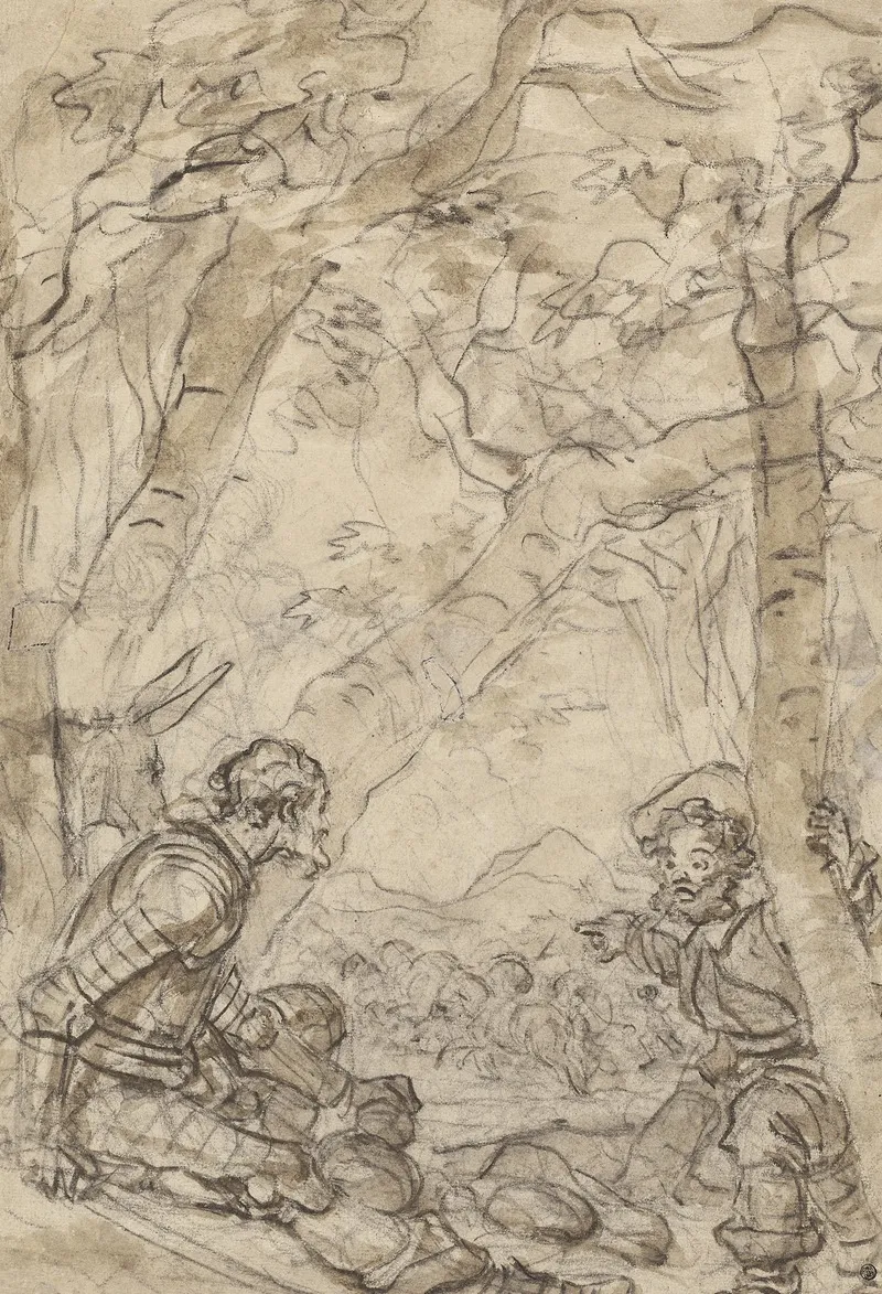 Don Quixote And Sancho Panza Witness The Attack On Rocinante