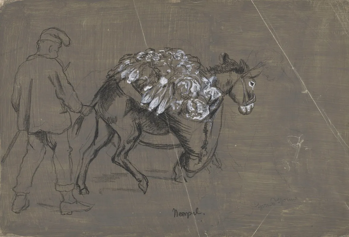 Donkey Carrying Vegetables Behind A Herdsmen Holding The Animal By Its Tail