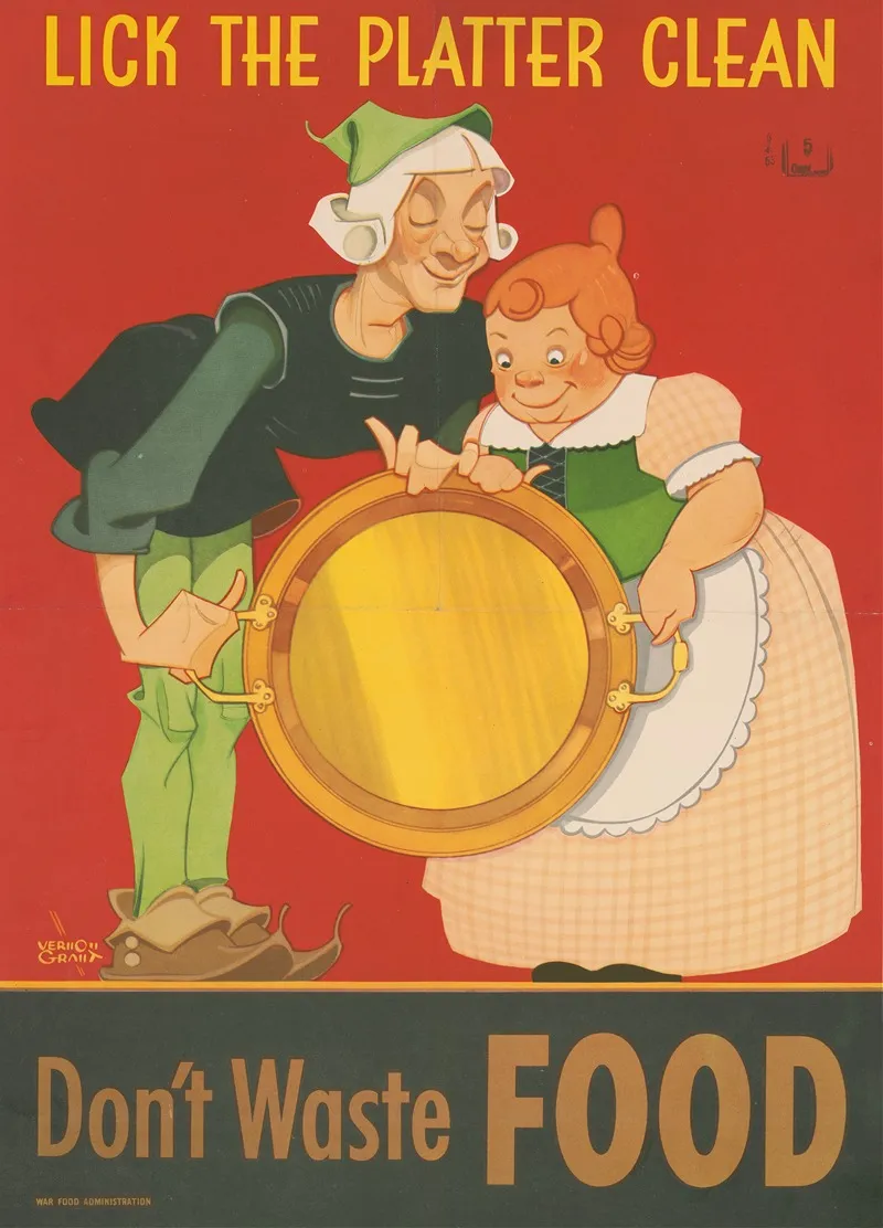Dont Waste Food Lick The Platter Clean Wall Art by Vernon Grant - High-Resolution Digital Print