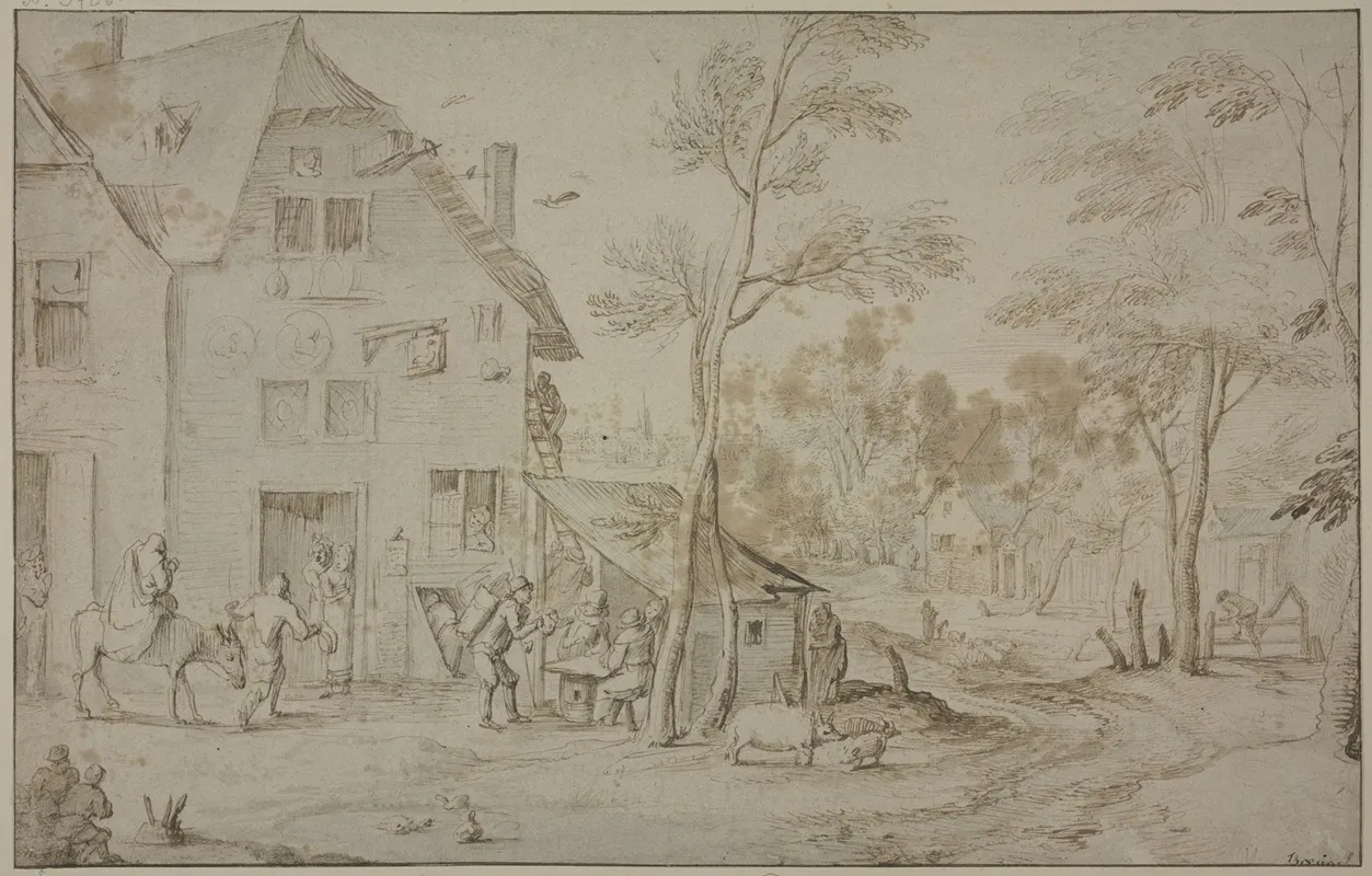 Dorfansicht Mit Der Heiligen Familie Auf Der Flucht Nach Agypten Wall Art by Jan Brueghel The Elder - High-Resolution Digital Print