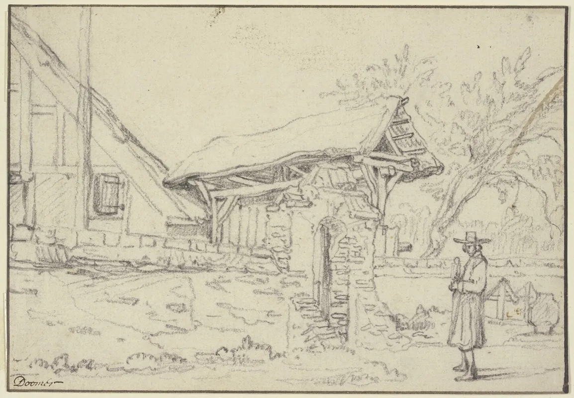 Dorfkirchhof Rechts Ein Mann Wall Art by Lambert Doomer - High-Resolution Digital Print