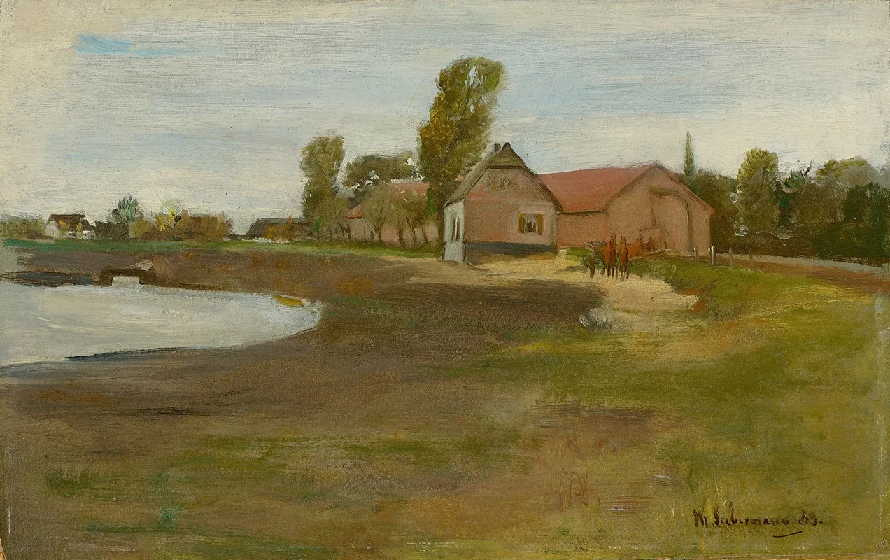 Dorfstrase In Militsch Landschaft Mit Teich