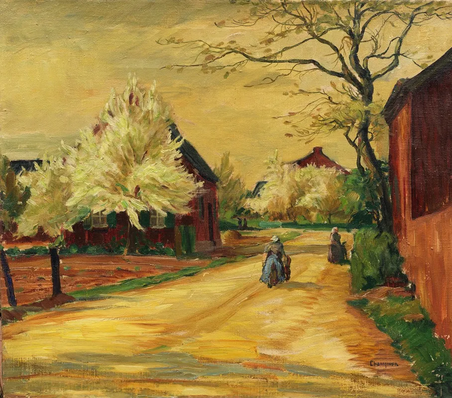 Dorfstrase Mit Bluhenden Baumen Wall Art by Theo Champion - High-Resolution Digital Print