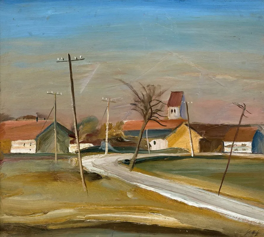 Dorfstrase Mit Telefonmasten Nach Willing Bei Bad Aibling Wall Art by Georg Hilz - High-Resolution Digital Print