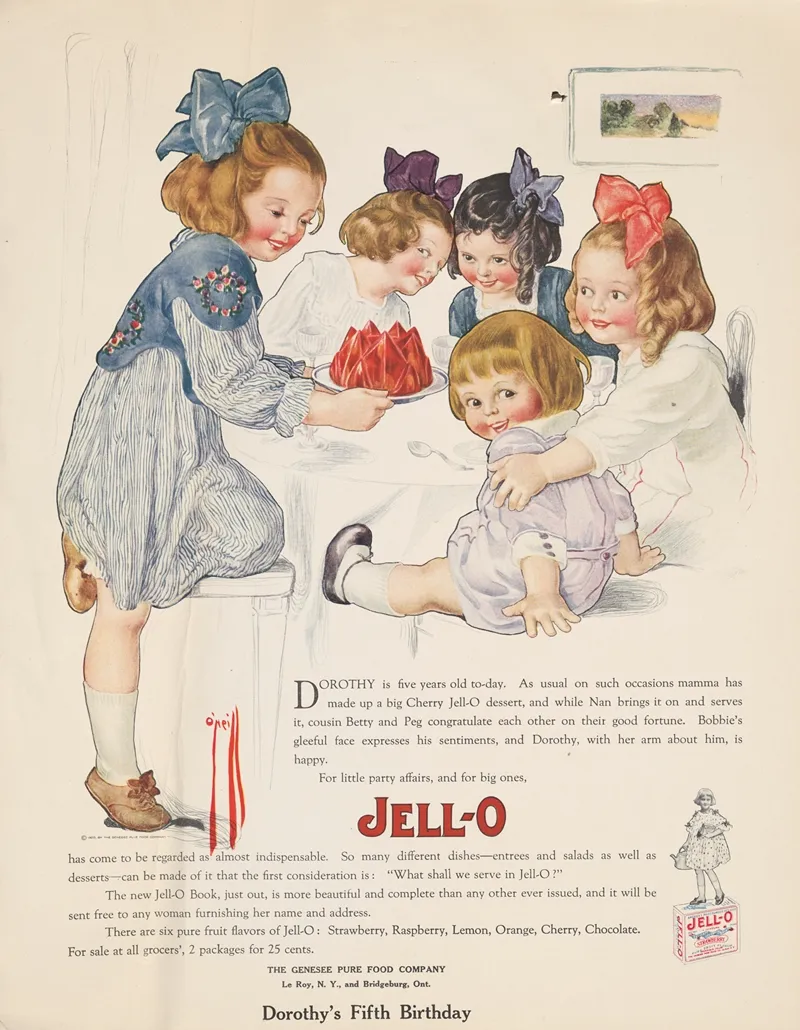 Dorothys Fifth Birthday Jell O Wall Art by Rose Cecil O'Neill - High-Resolution Digital Print