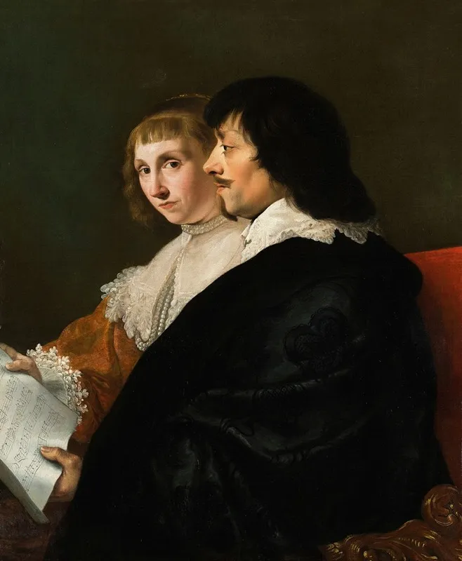 Double Portrait Of Constantijn Huygens 1596 1687 And Suzanna Van Baerle 1599 1637 Wall Art by Jacob van Campen - High-Resolution Digital Print