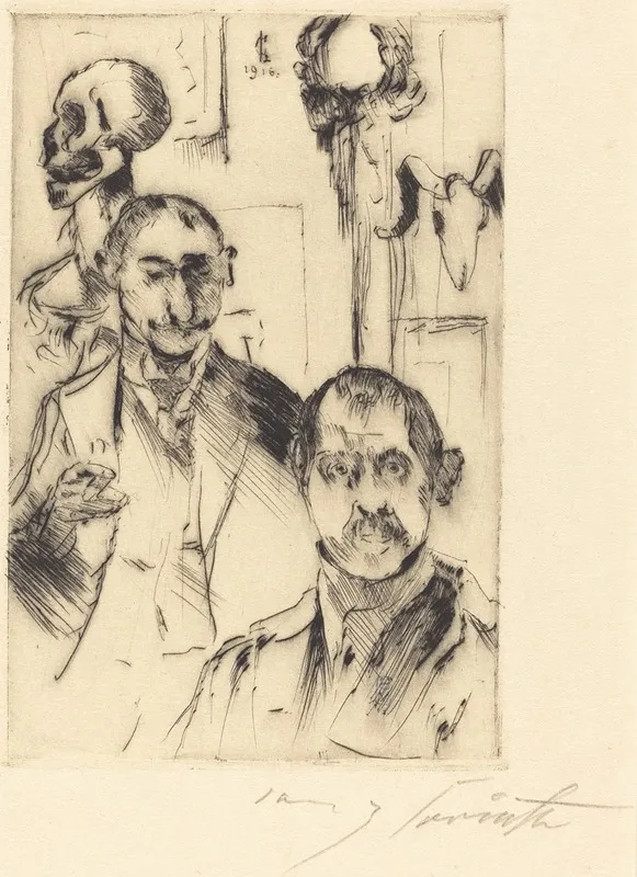 Double Portrait With Skeleton Doppelbildnis Mit Skelett Wall Art by Lovis Corinth - High-Resolution Digital Print