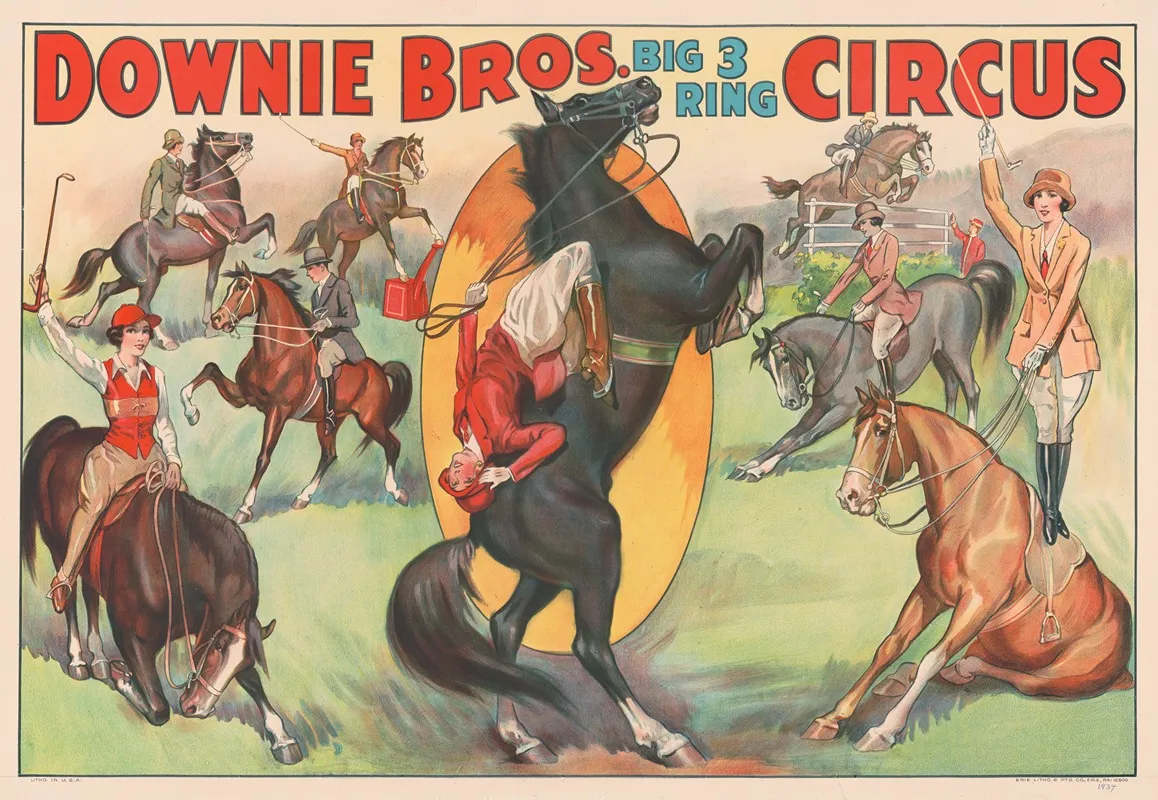 Downie Bros Big 3 Ring Circus Wall Art by Erie Litho Co. - High-Resolution Digital Print