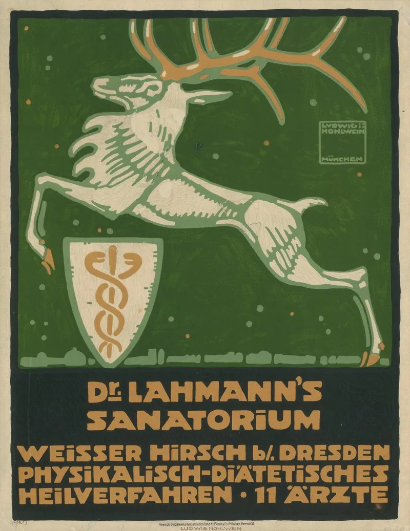 Dr Lahmanns Sanatorium Weisser Hirsch Dresden Wall Art by Ludwig Hohlwein - High-Resolution Digital Print