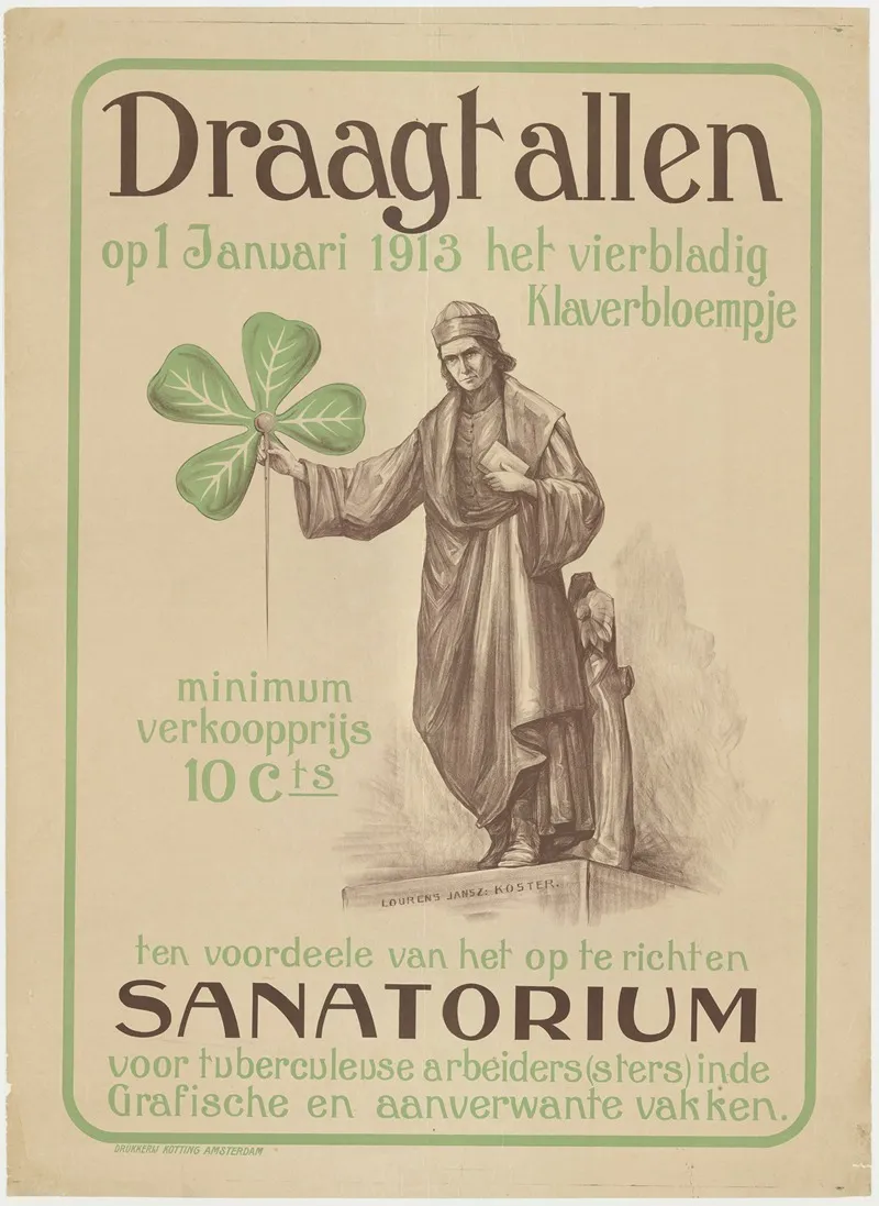 Draagt Allen Op 1 Januari 1913 Het Vierbladig Klaverbloempje Wall Art by Drukkerij Kotting - High-Resolution Digital Print