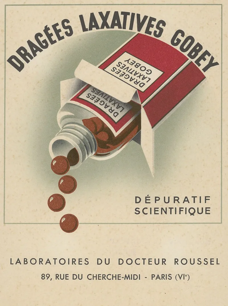 Dragees Laxatives Gobey Wall Art by Laboratoires du docteur Roussel - High-Resolution Digital Print
