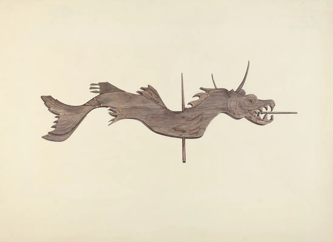 Dragon Weather Vane Wall Art by Dorothy Hay Jensen - High-Resolution Digital Print