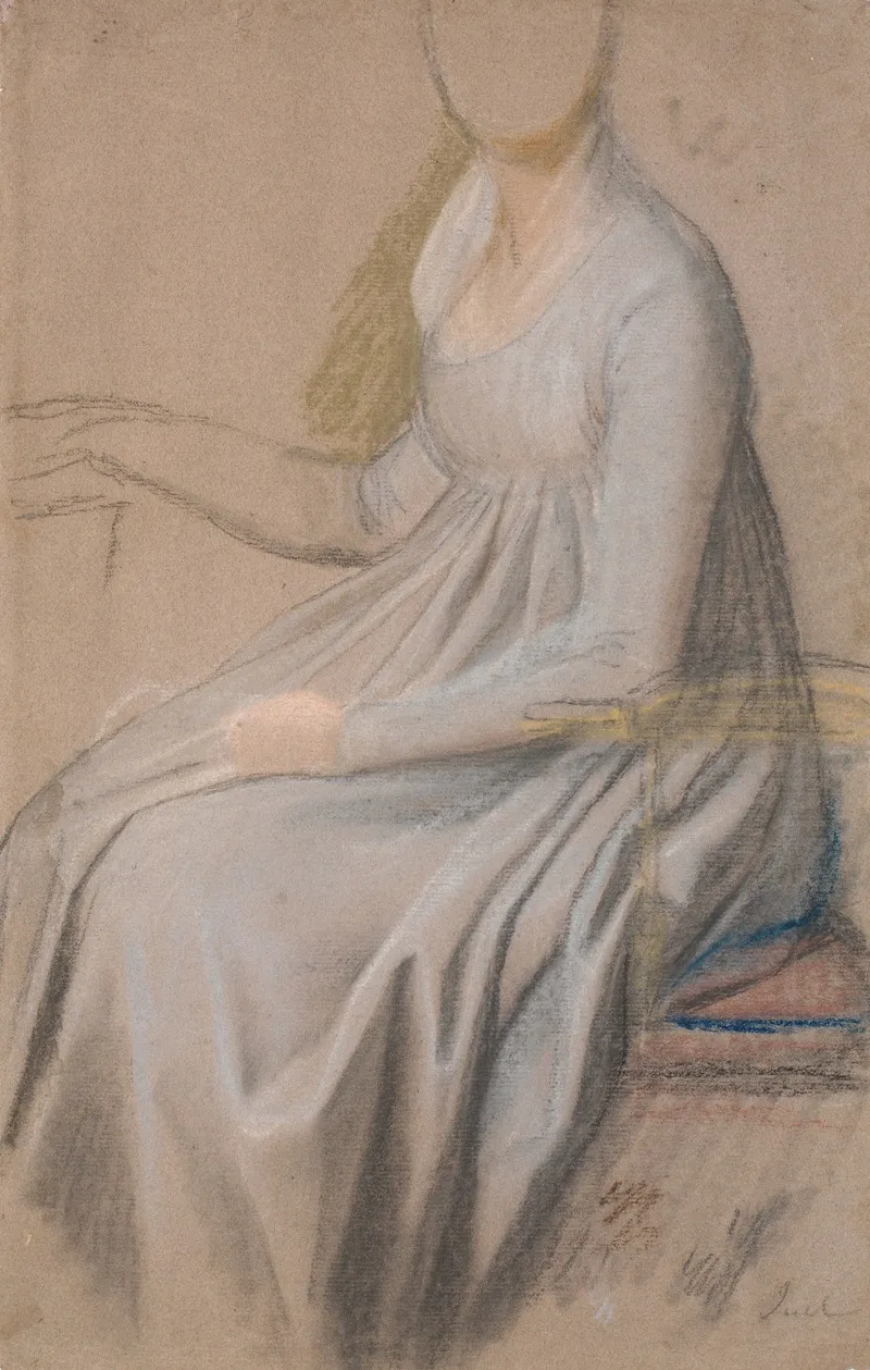 Dragtstudie Til Portraettet Af Grevinde Agnete Marie Rosencrone Wall Art by Jens Juel - High-Resolution Digital Print