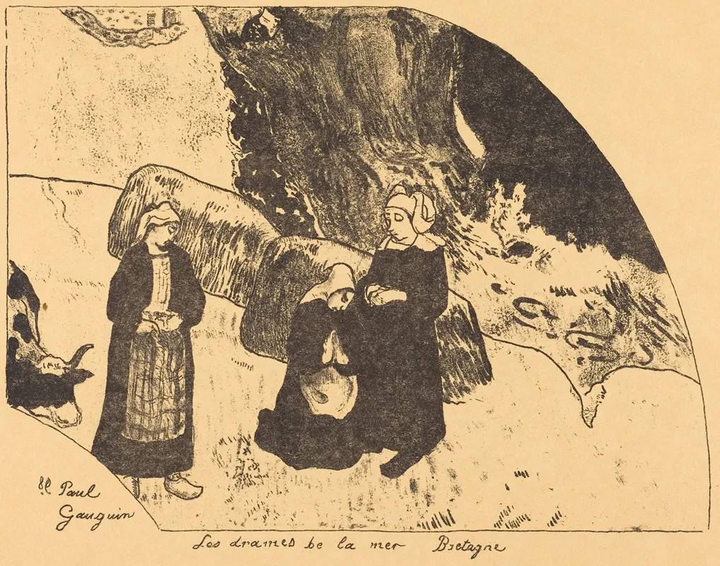 Dramas Of The Sea Brittany Les Drames De La Mer Bretagne Wall Art by Paul Gauguin - High-Resolution Digital Print