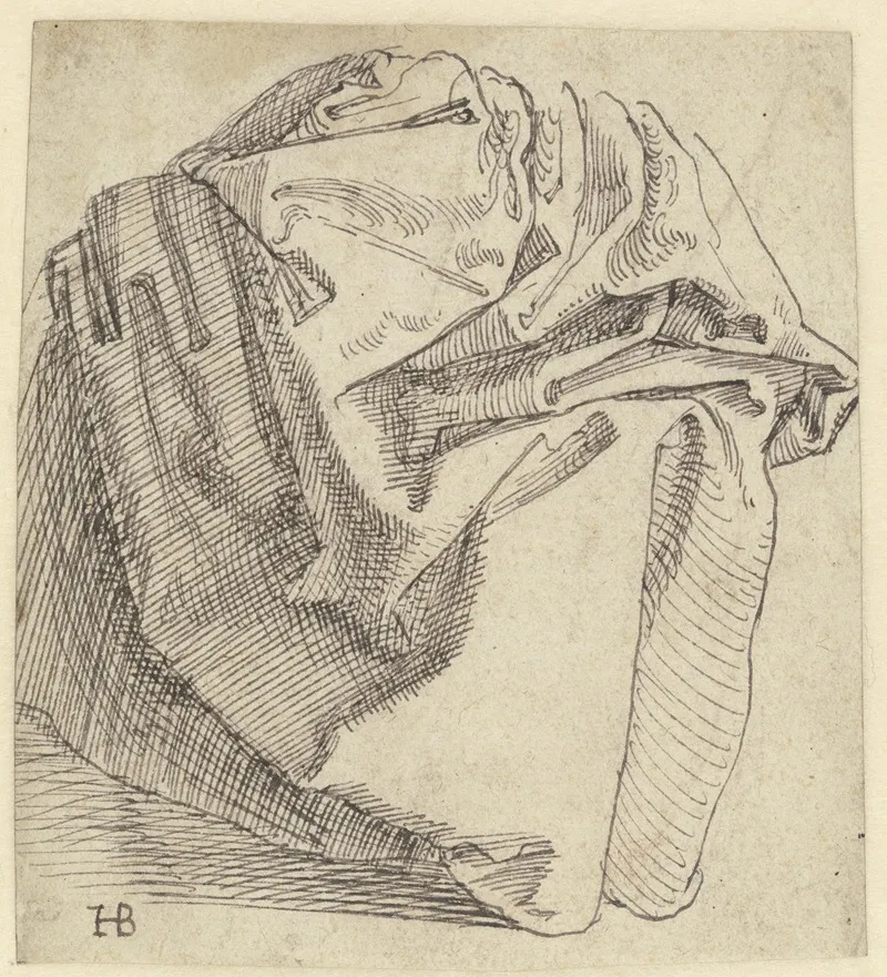 Draperiestudie Nach Dem Rock Einer Sitzenden Frau