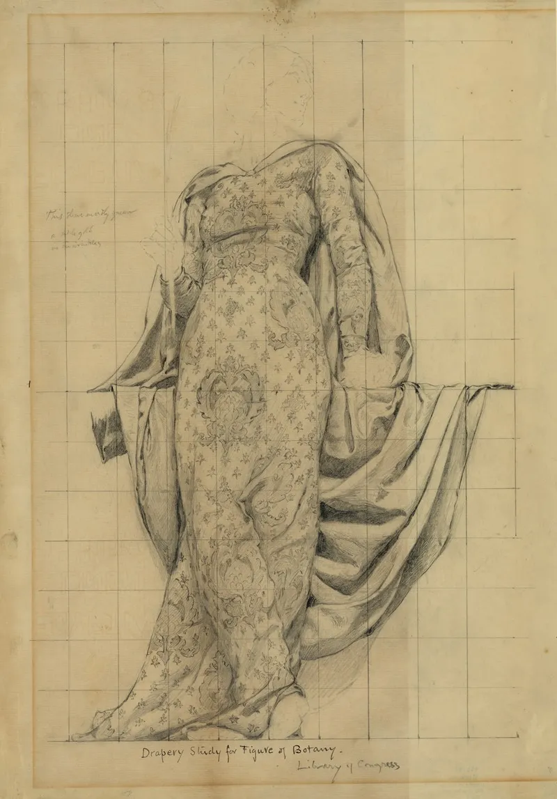 Drapery Study For Figure Of Botany Wall Art by Kenyon Cox - High-Resolution Digital Print