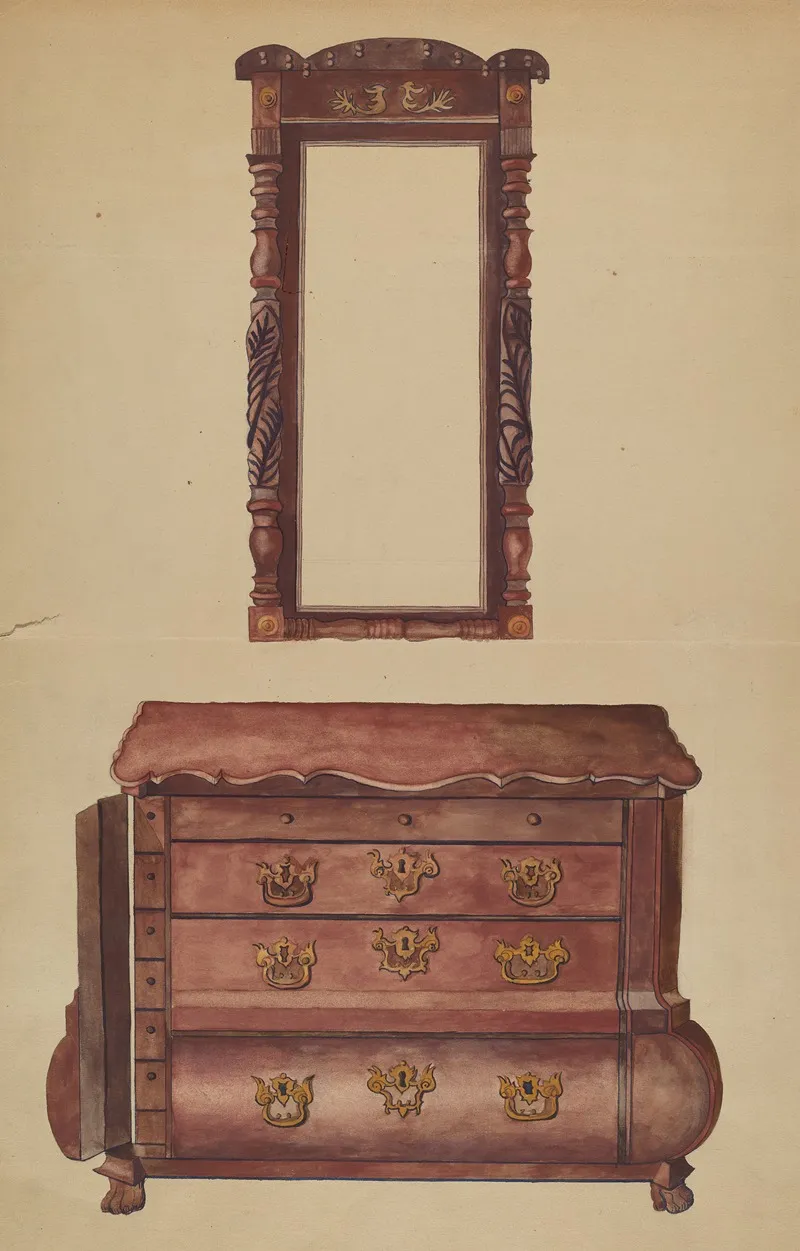 Drawers And Mirror Wall Art by Juanita Lantz - High-Resolution Digital Print