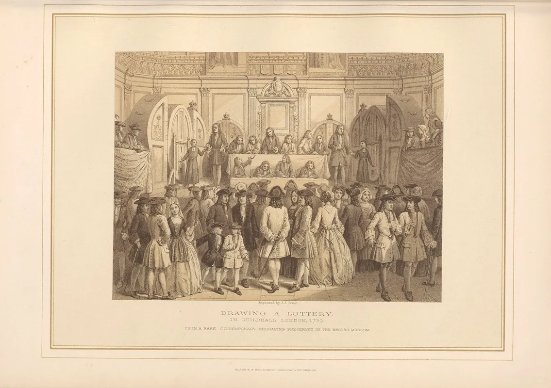 Drawing A Lottery In Guildhall London A D 1739 J L Williams Wall Art by Thomas Archer - High-Resolution Digital Print