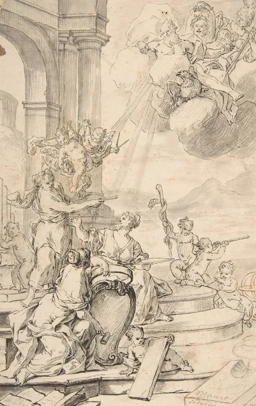Drawing For A Frontispiece Wall Art by Mauro Soderini - High-Resolution Digital Print