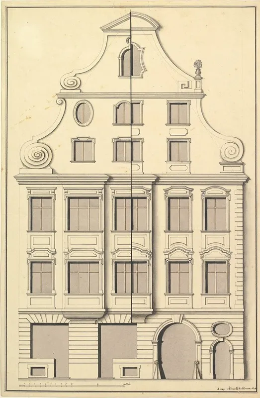 Drawing For The Street Elevation Of A Town House Wall Art by Andreas Schneidmann - High-Resolution Digital Print