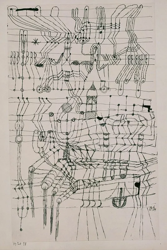 Drawing Knotted In The Manner Of A Net Wall Art by Paul Klee - High-Resolution Digital Print
