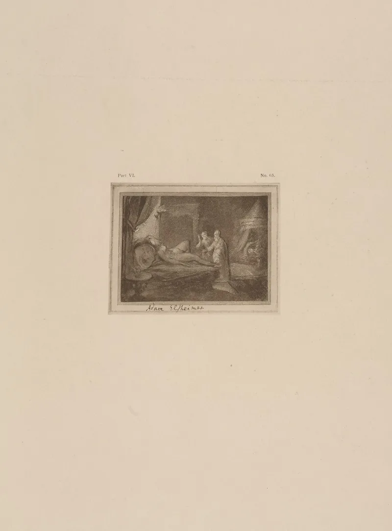 Drawing Of Reclining Figure On A Bed With Two Standing Figures