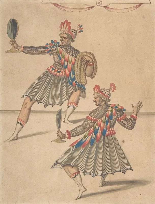 Drawing Of Two Americans For Ballet De La Douairiere De Billebahaut Wall Art by Daniel Rabel - High-Resolution Digital Print