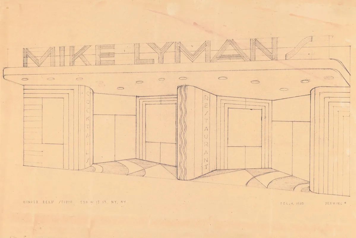 Drawings For Proposed Decorations Of Mike Lymans Restaurant 424 W Sixth St Los Angeles Ca Perspective Of Entrance Wall Art by Winold Reiss - High-Resolution Digital Print