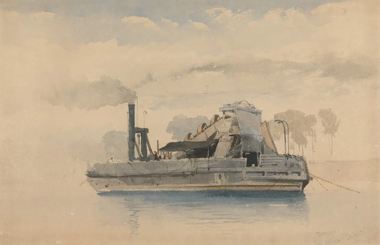 Dredger At Twickenham September 22 1874 Wall Art by Thomas Charles Leeson Rowbotham - High-Resolution Digital Print