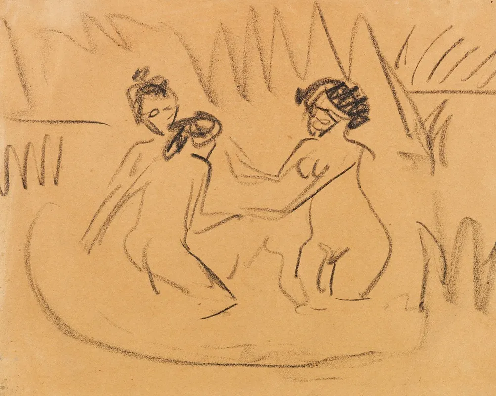 Drei Badende Akte An Den Moritzburger Seen Wall Art by Ernst Ludwig Kirchner - High-Resolution Digital Print